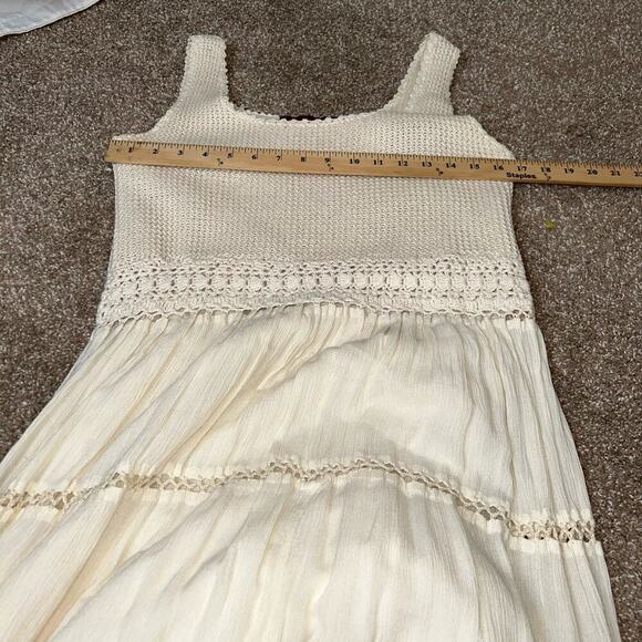 Mix Nouveau maxi dress vanilla crochet top tiered bottom western Boho SZ 10 - Picture 8 of 9